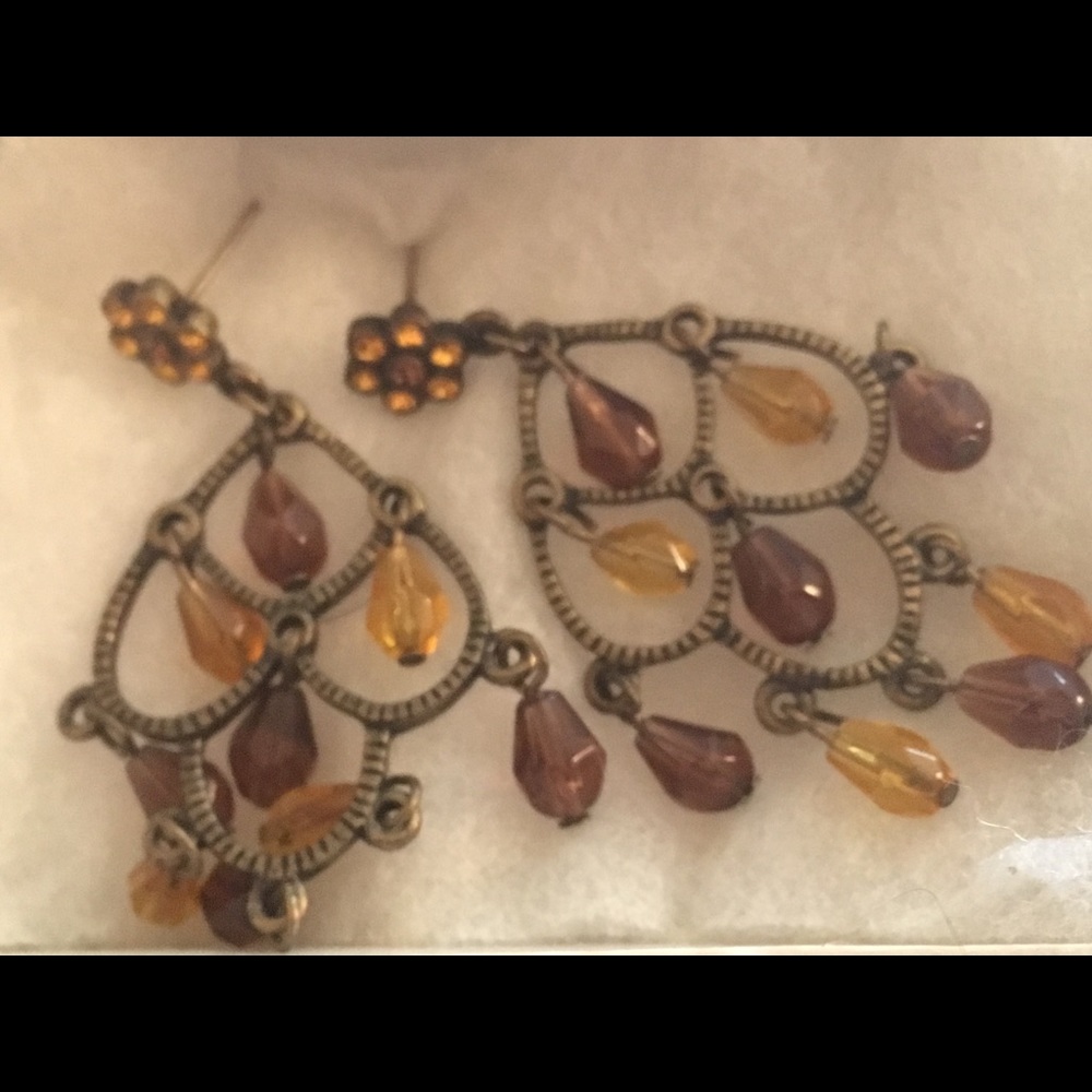 Amber Glass Chandelier Earrings